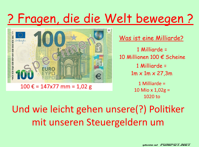 Wenn eine Milliarde ins Rollen kommt