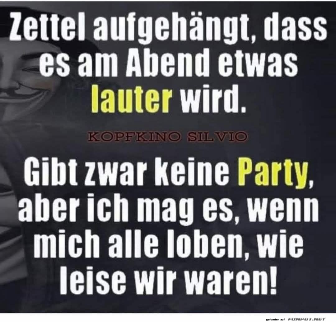 Zettelwerbung für die stille Party Zettelwerbung für die stille Party