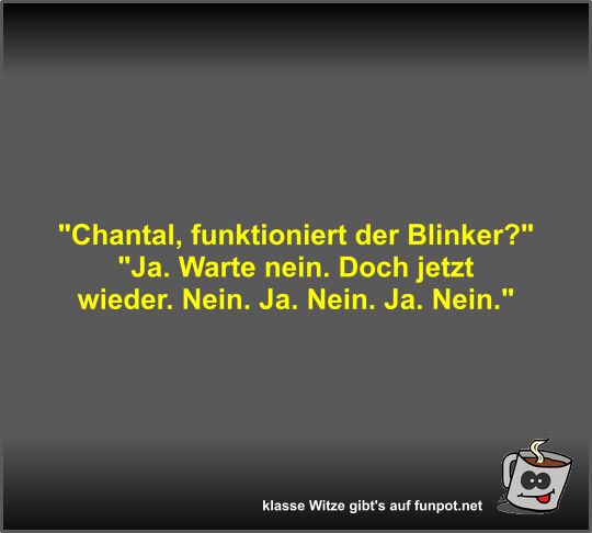 Chantal, funktioniert der Blinker? Chantal, funktioniert der Blinker?