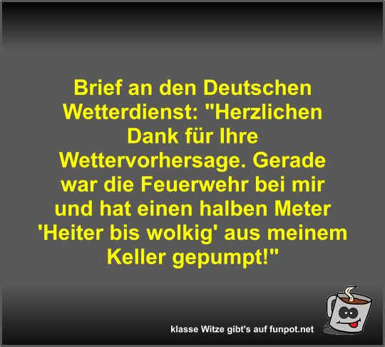 Brief an den Deutschen Wetterdienst Brief an den Deutschen Wetterdienst
