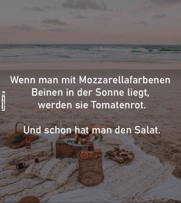 Rötegefahr: Mozzarella am Strand! Rötegefahr: Mozzarella am Strand!