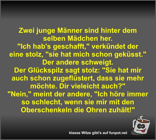 Zwei junge Männer sind hinter dem selben Mädchen her Zwei junge Männer sind hinter dem selben Mädchen her
