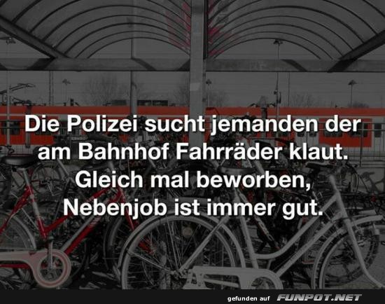 Nebenjob als Fahrraddieb: Bewerbung läuft! Nebenjob als Fahrraddieb: Bewerbung läuft!