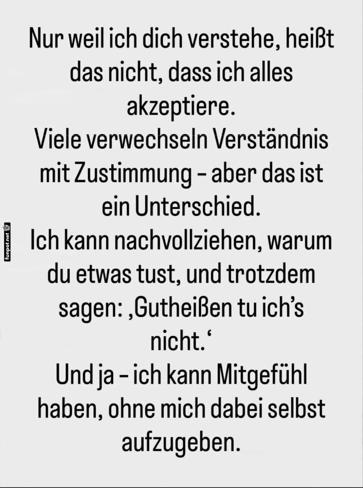 Verstehen ist nicht gleich zustimmen! Verstehen ist nicht gleich zustimmen!