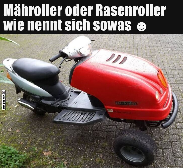 Rasenmäher oder Scooter? Das Hybridgefährt! Rasenmäher oder Scooter? Das Hybridgefährt!