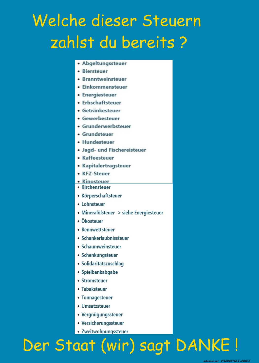 Welche Steuern fehlen dir noch?