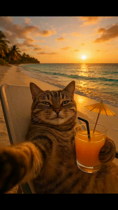 Katze genießt ihren Drink Katze genießt ihren Drink