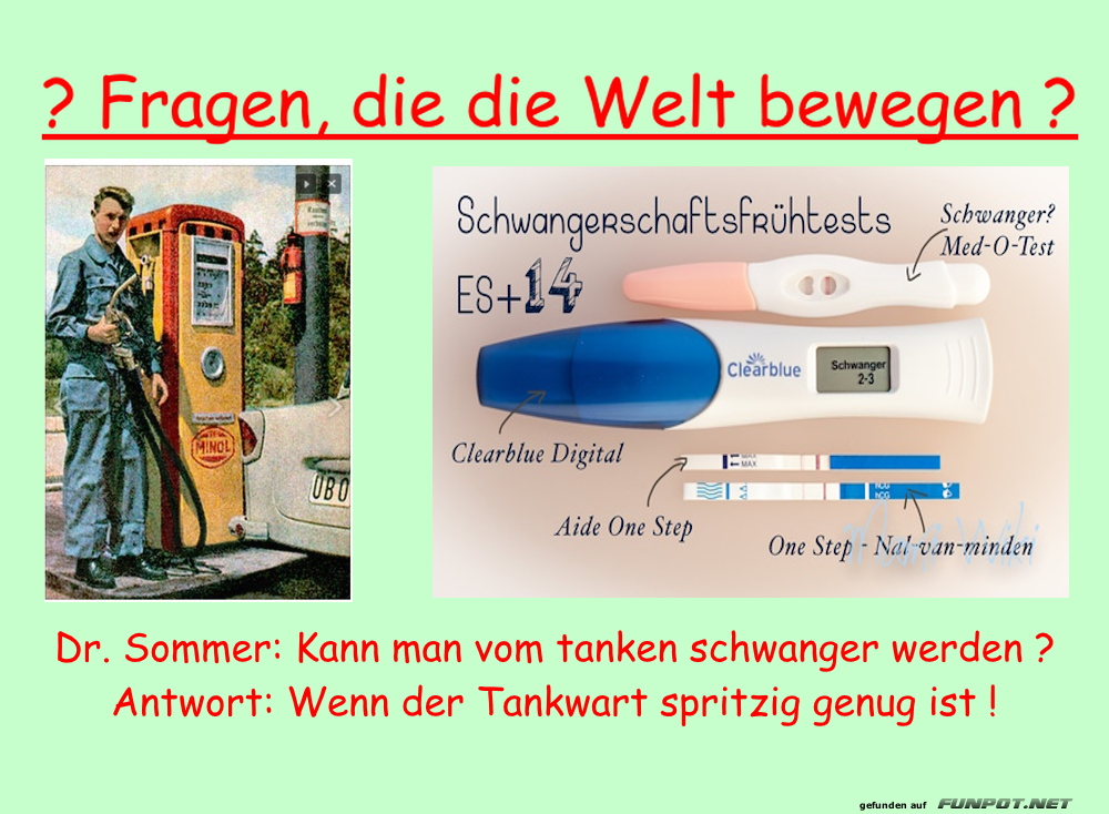 Schwangerschaftstest an der Zapfsule