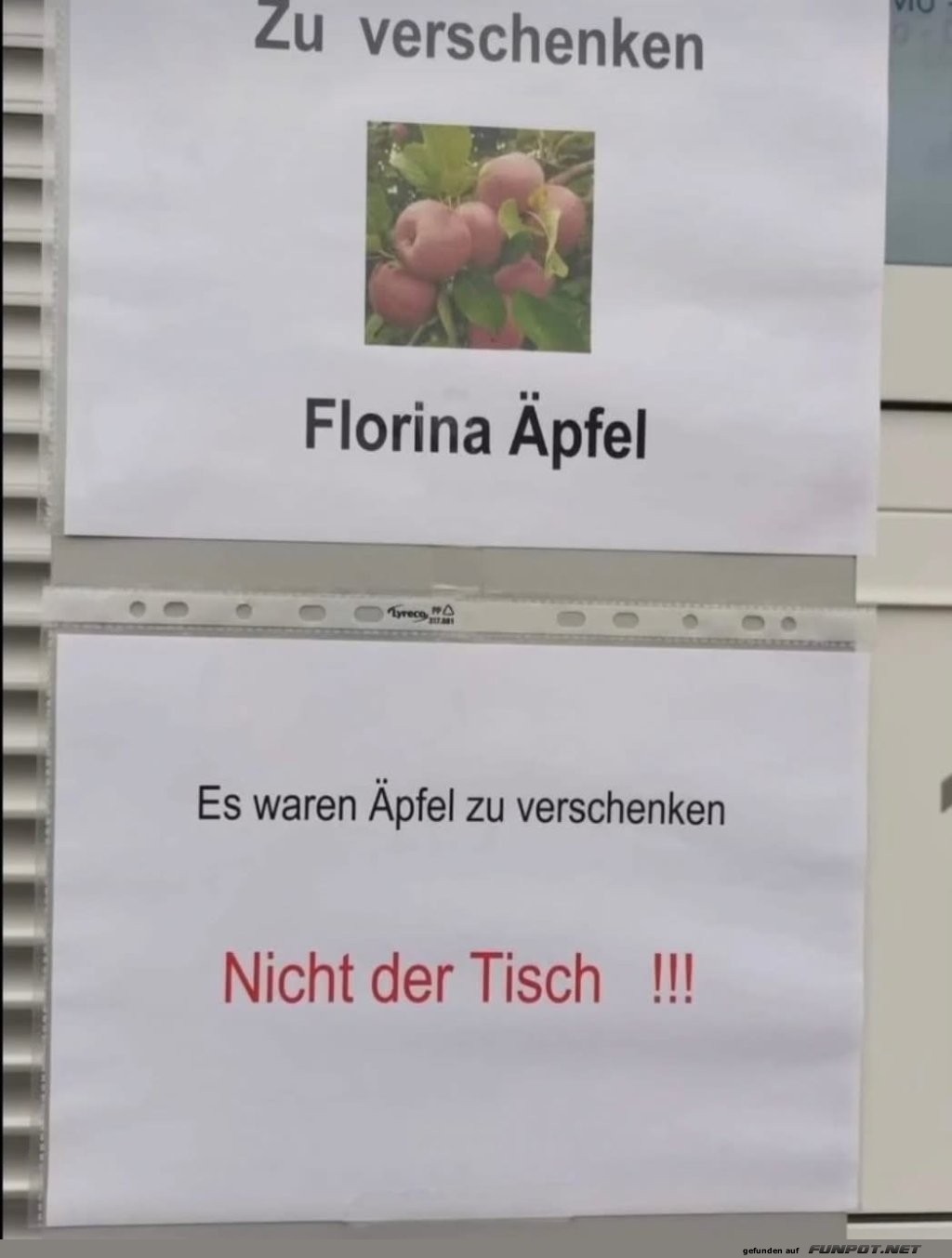Nicht der Tisch: Apple-Panik im Vorgarten! Nicht der Tisch: Apple-Panik im Vorgarten!