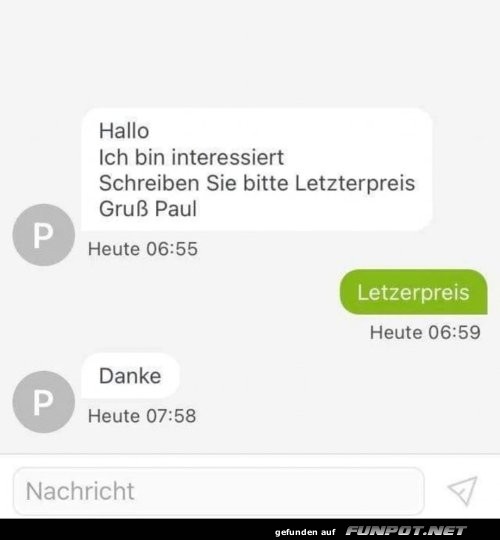 Letzter Preis: Speed Dating Edition Letzter Preis: Speed Dating Edition