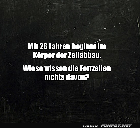 Zellabbau beginnt, Fettzellen chillen weiter Zellabbau beginnt, Fettzellen chillen weiter
