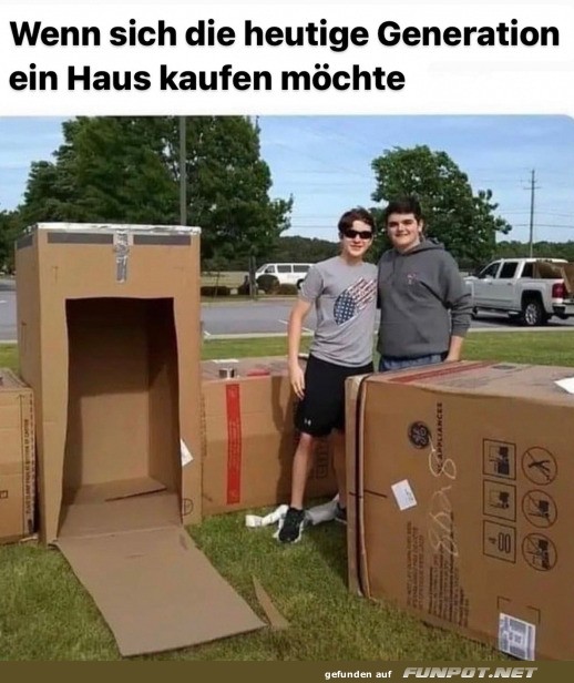 Pappkarton-Immobilien fr junge Kufer