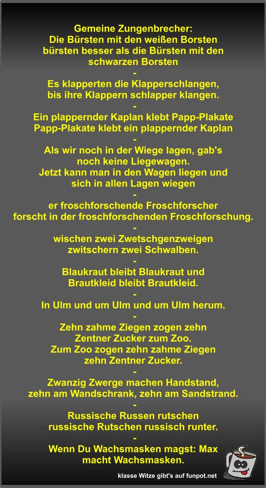 Gemeine Zungenbrecher Gemeine Zungenbrecher