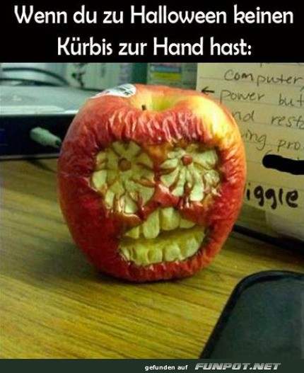 Kreativer Halloween-Notfall: Apfel-Fratze! Kreativer Halloween-Notfall: Apfel-Fratze!