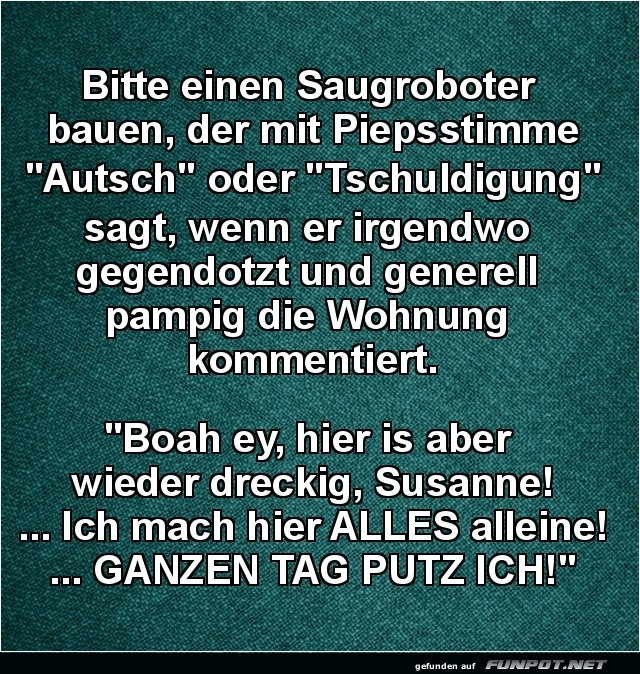 Saugroboter mit Persnlichkeit gesucht!