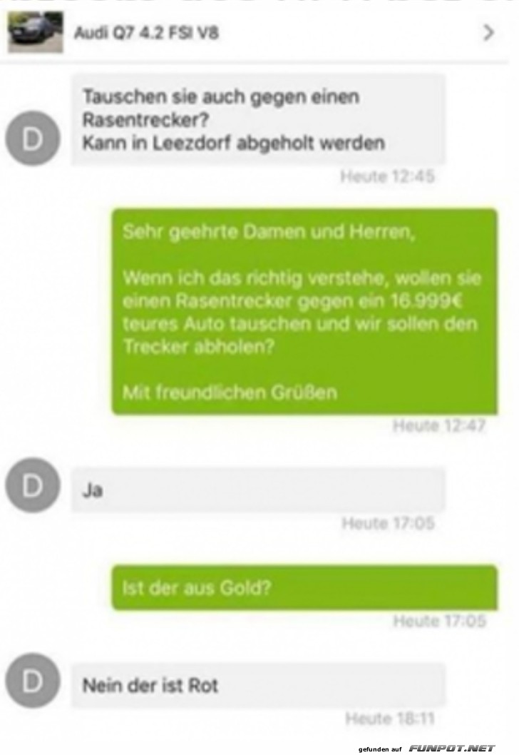 Der außergewöhnliche Rasentraktor-Deal