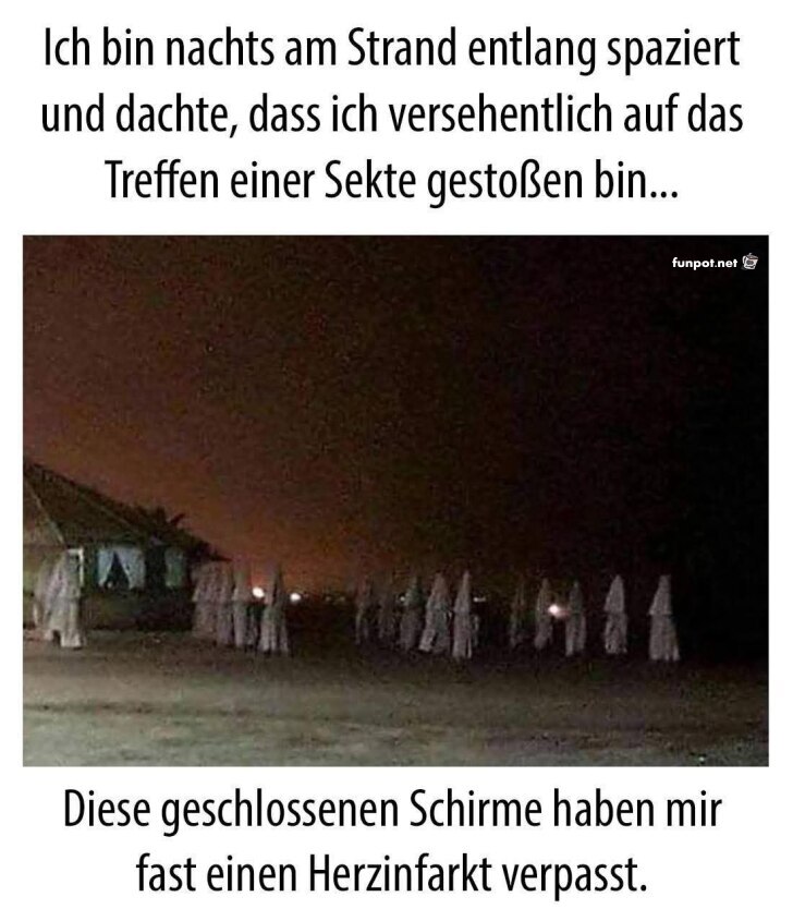 Nächtlicher Schirm-Kult am Strand!