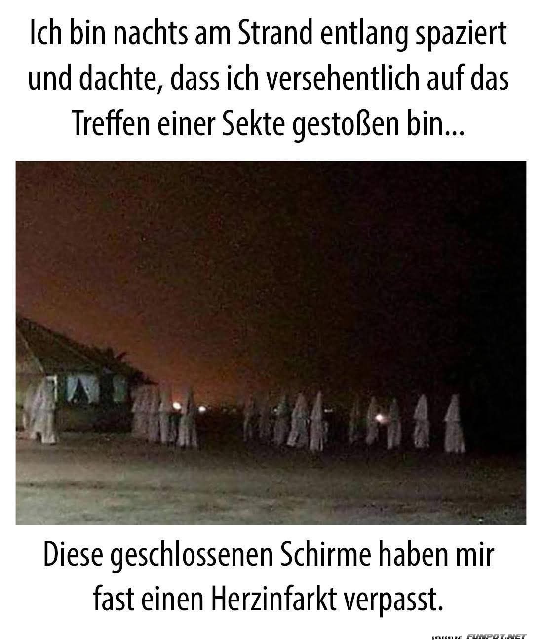 Nchtlicher Schirm-Kult am Strand!