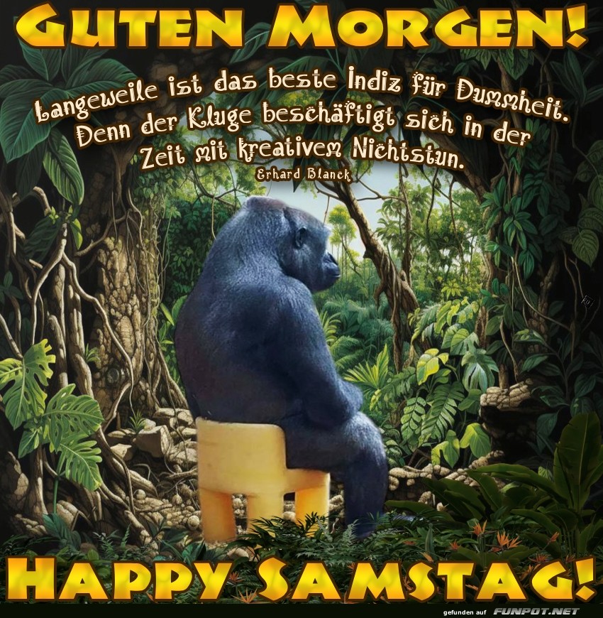 Gorilla chillt im Dschungelbüro