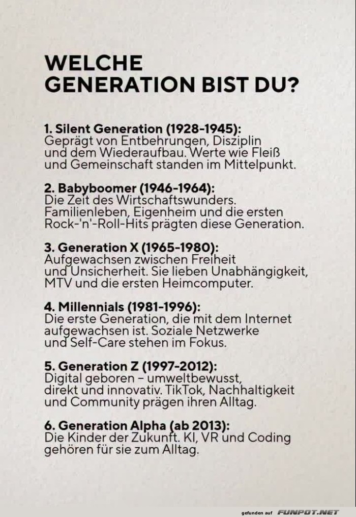 Welche Generation bist du?