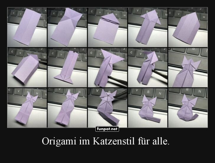 Katzenkunst aus Papier gefaltet