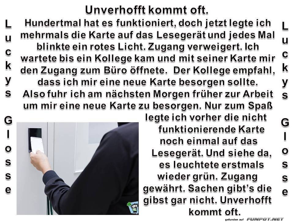 Glosse Unverhofft kommt oft