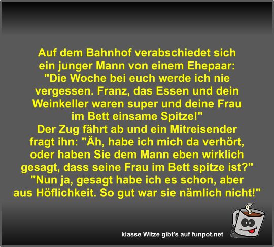 Auf dem Bahnhof verabschiedet sich ein junger Mann von... Auf dem Bahnhof verabschiedet sich ein junger Mann von...