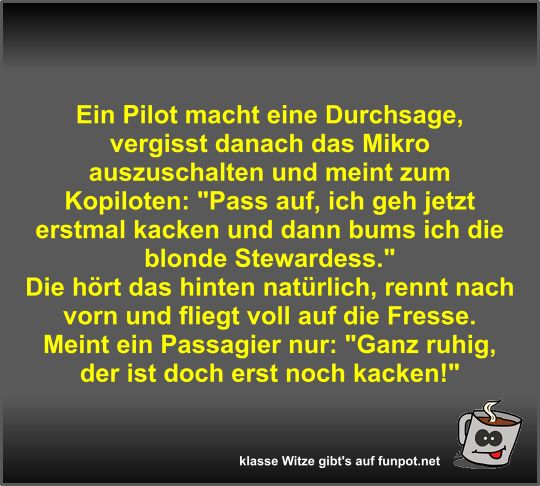 Ein Pilot macht eine Durchsage Ein Pilot macht eine Durchsage