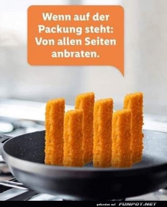 Fischstbchen-Akrobatik in der Pfanne