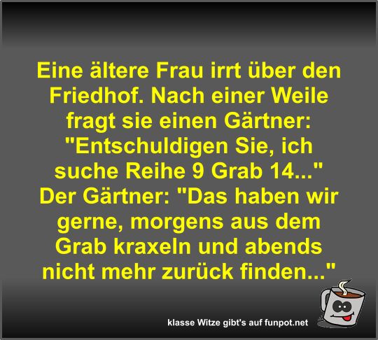 Eine ältere Frau irrt über den Friedhof Eine ältere Frau irrt über den Friedhof