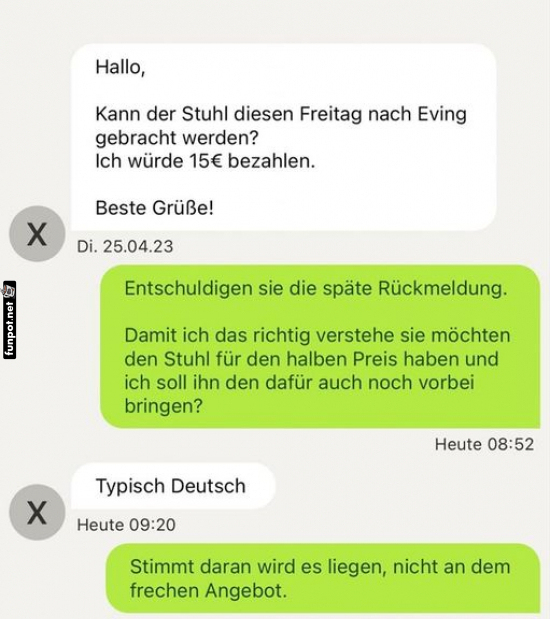 Der freche Stuhl-Deal