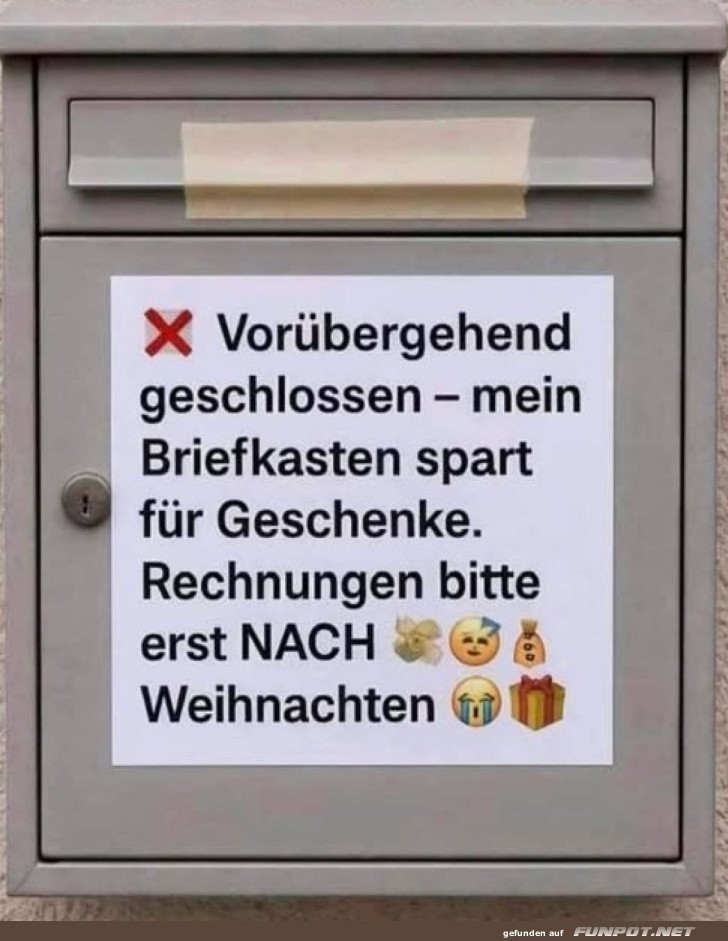 Briefkastenurlaub für Weihnachtsgeschenke