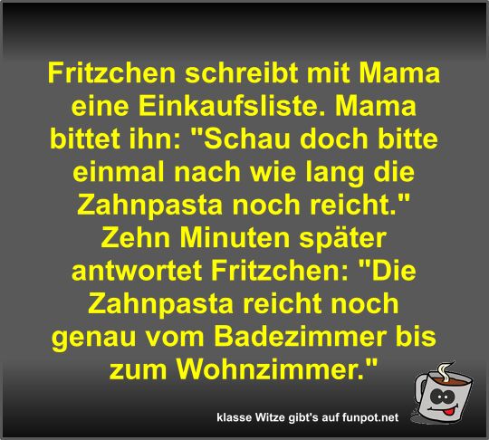 Fritzchen schreibt mit Mama eine Einkaufsliste