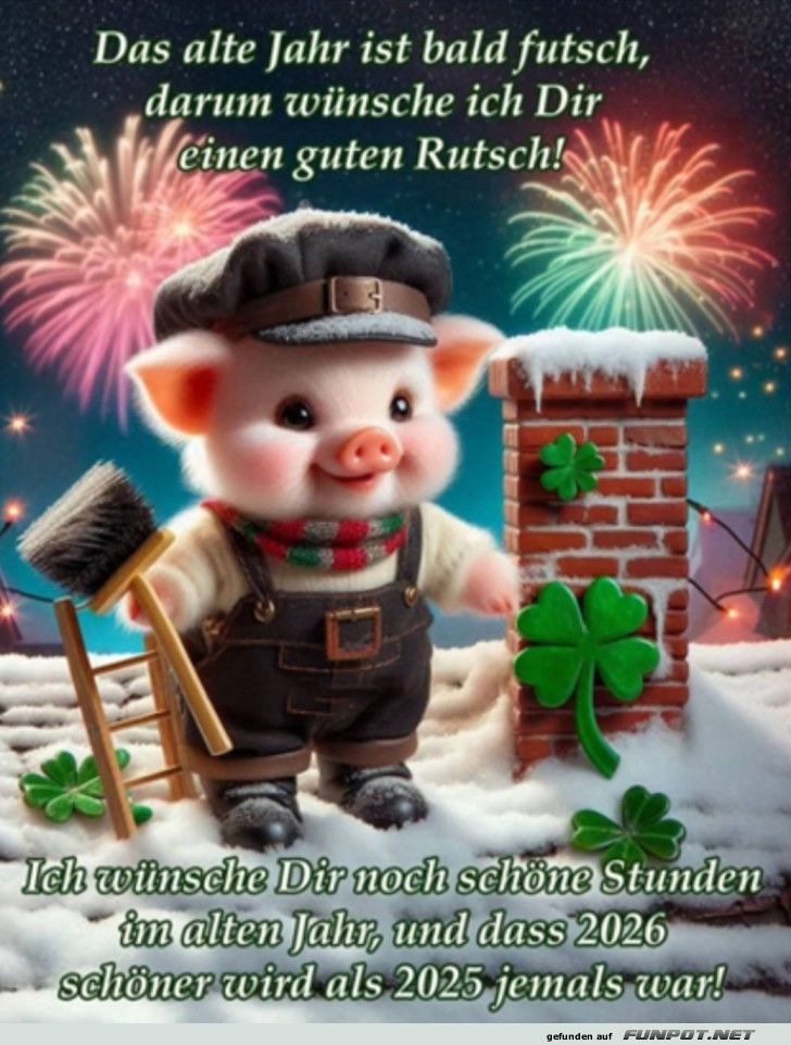 Glücksschwein wünscht rutschiges Feuerwerk!