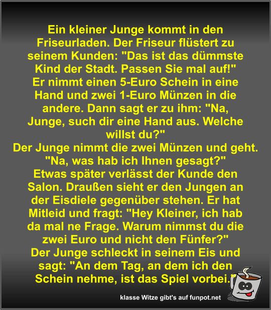 Ein kleiner Junge kommt in den Friseurladen