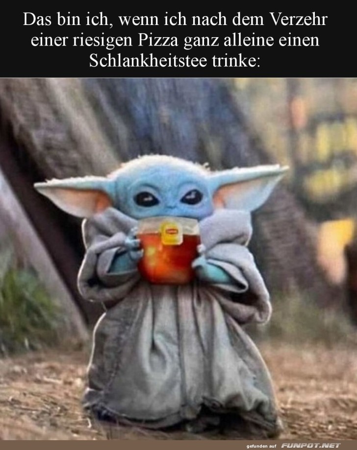 Tee-Trinken nach der Pizza-Challenge