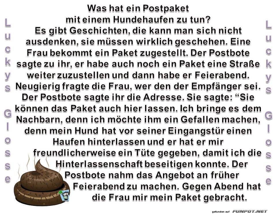 Postpaket und Hundehaufen