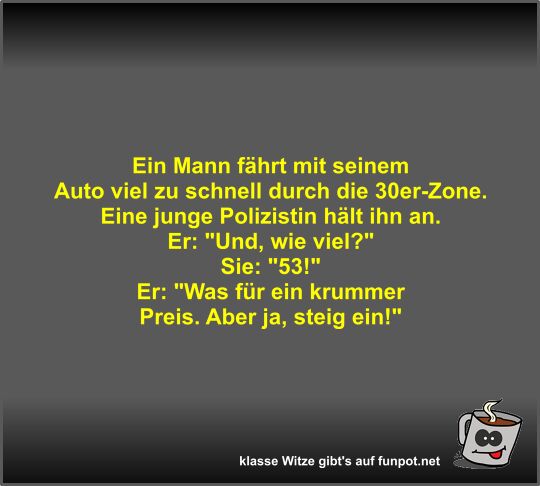 Ein Mann f�hrt mit seinem Auto viel zu schnell durch die...