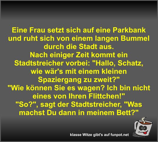 Eine Frau setzt sich auf eine Parkbank und ruht sich von...