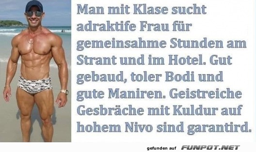 Muskelprotz sucht Strandbegleitung