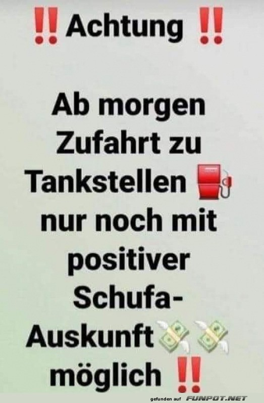 Tanken nur noch mit Bonit�tscheck!