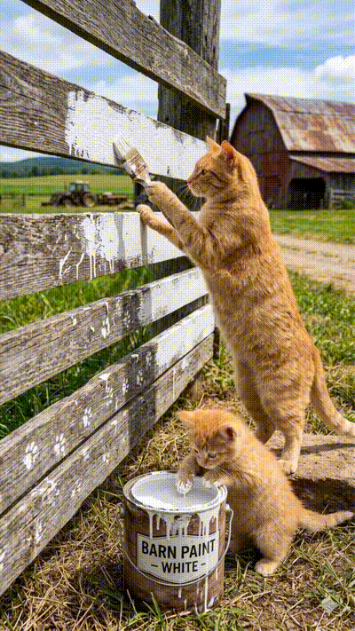 Katzen streichen den Zaun
