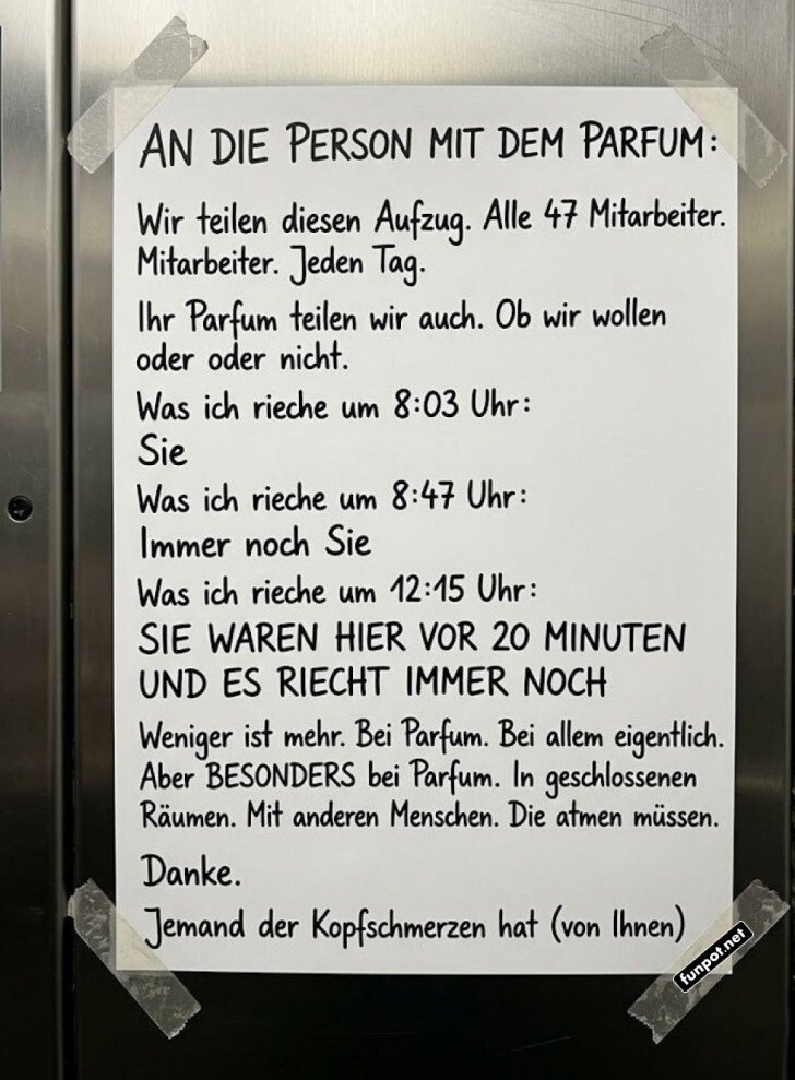 Wenn Parfum den Aufzug �bernimmt