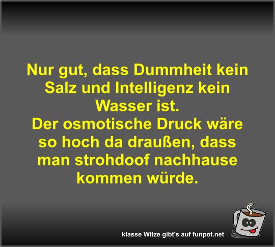 Nur gut, dass Dummheit kein Salz und Intelligenz kein...