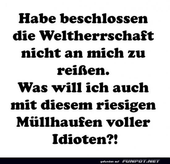 Weltherrschaft? Nein, danke!