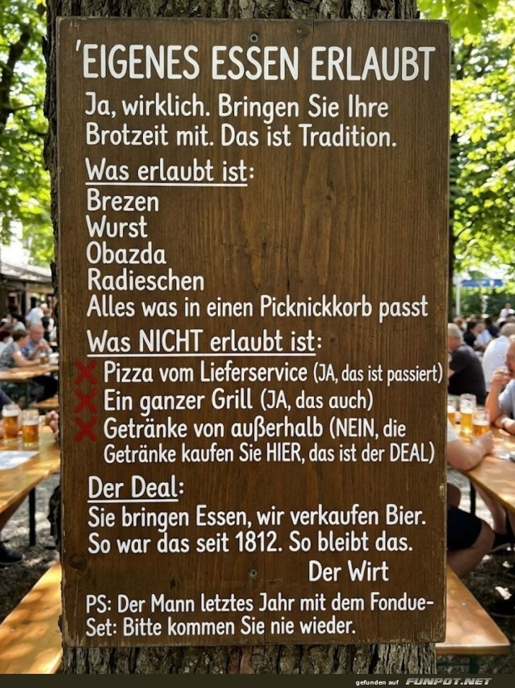 Biergarten: Bring dein eigenes Brezn mit!