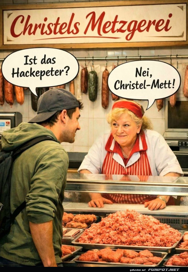 Mett-Gespr�ch beim Metzger