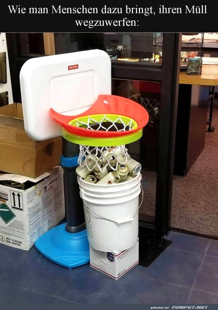 M�llkorb trifft auf Basketballkorb