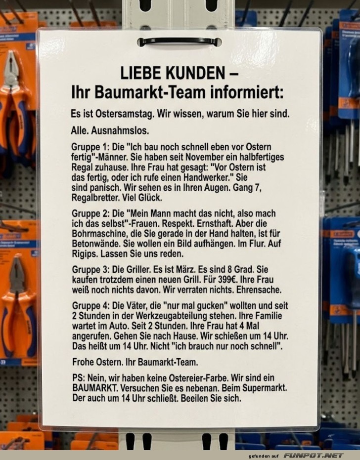 Das Baumarkt-Team informiert