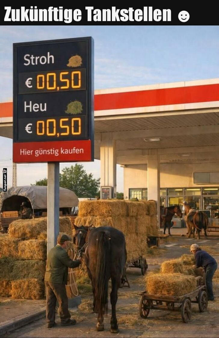 Schn�ppchen an der Heu-Tankstelle!